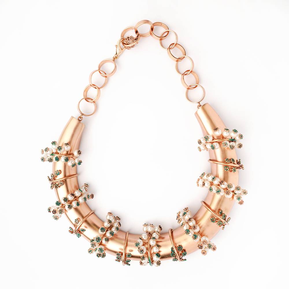 Emerald Serpentine Gold Plated Choker Necklace : S8245