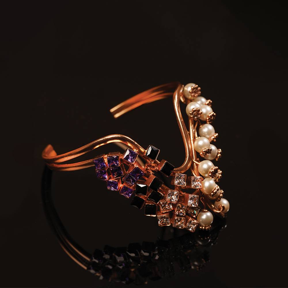Iridescent Nebula Gold Plated Cuff Bracelet : S8247