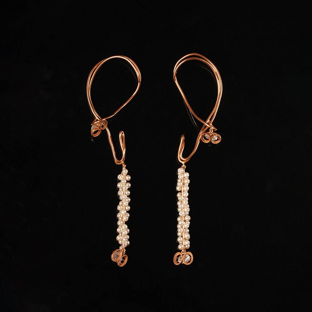Lunar Dew Gold Plated Pearl Ear Cuffs : S8248