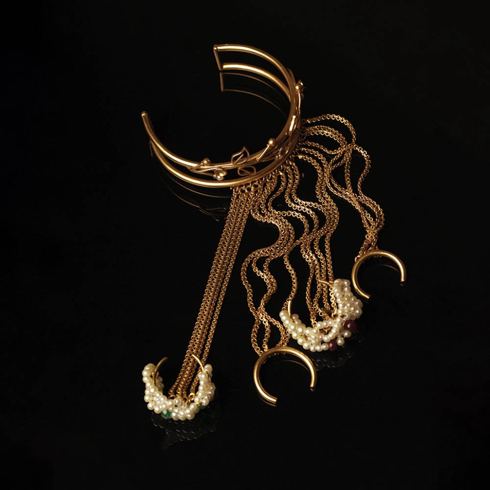 Atomic Storm Gold Plated Haath Phool Cuff : S8260