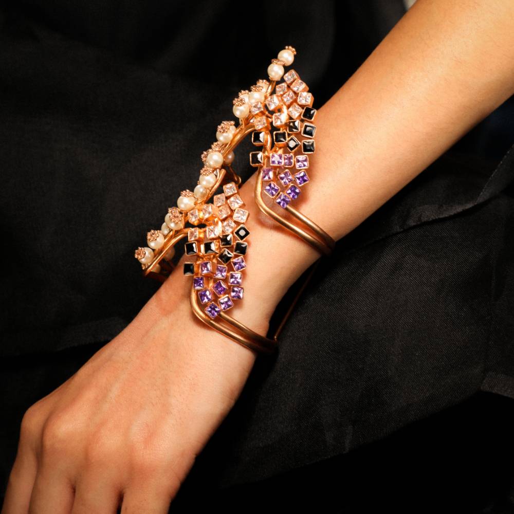 Pearlescent Frost Gold Plated Cuff : S8264