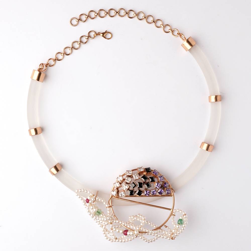 Midnight Moon Gemstone And Pearl Necklace : S8265