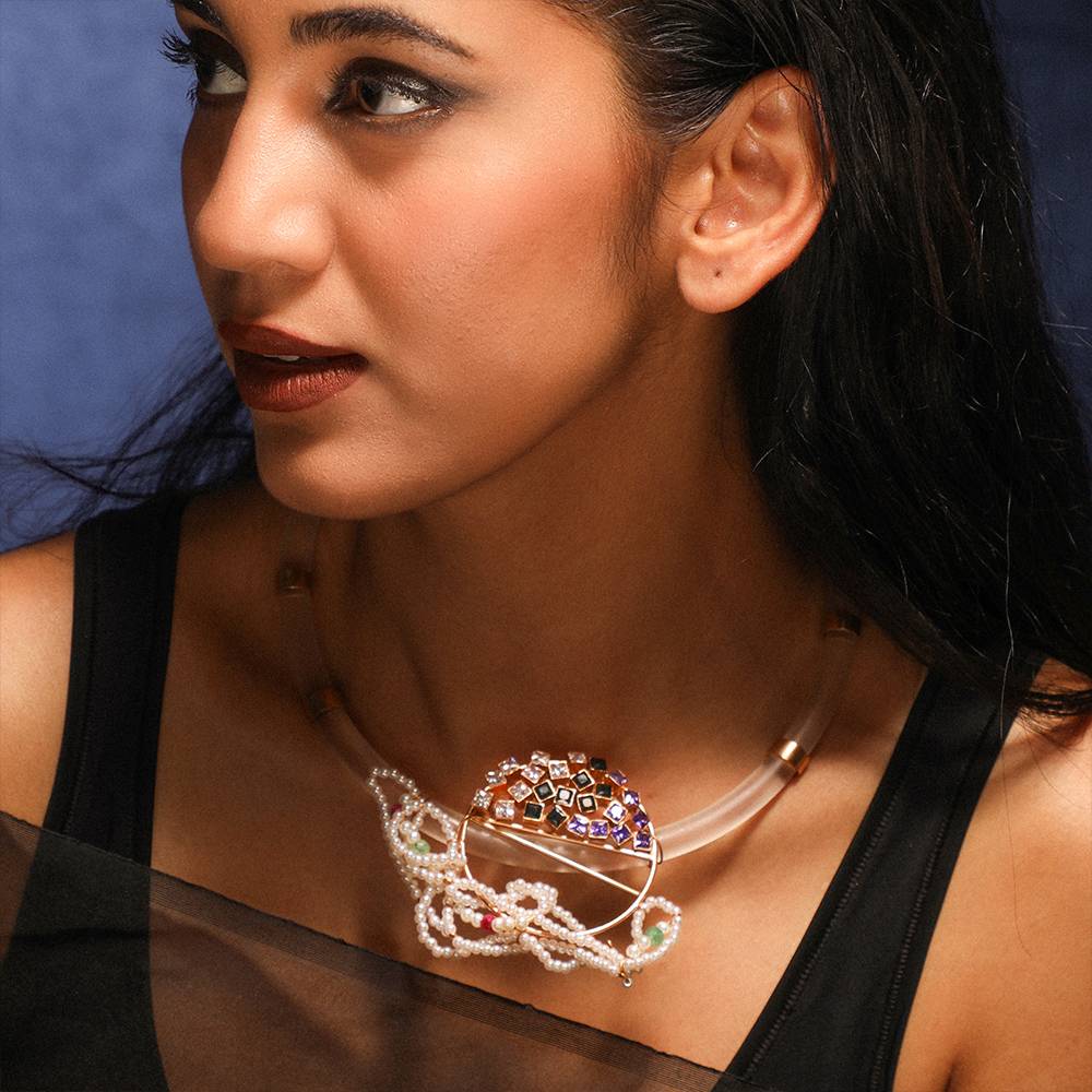 Midnight Moon Gemstone And Pearl Necklace : S8265