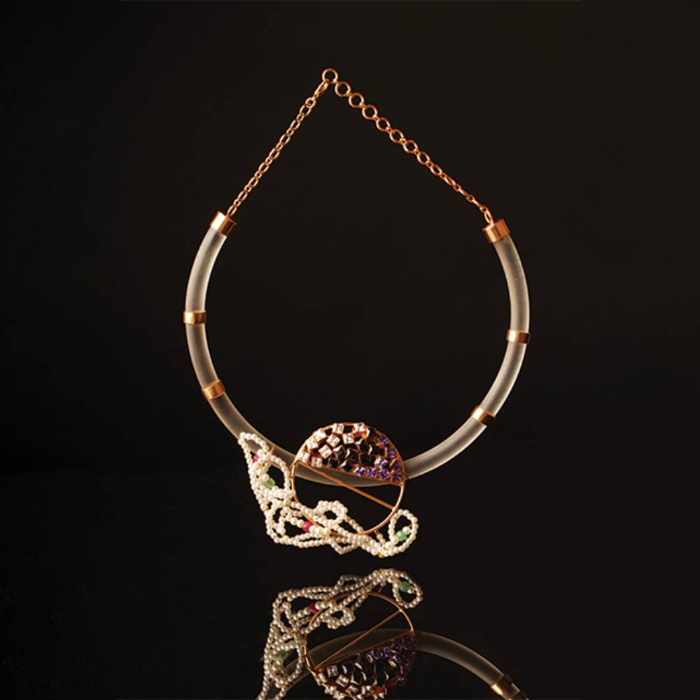 Midnight Moon Gemstone And Pearl Necklace : S8265