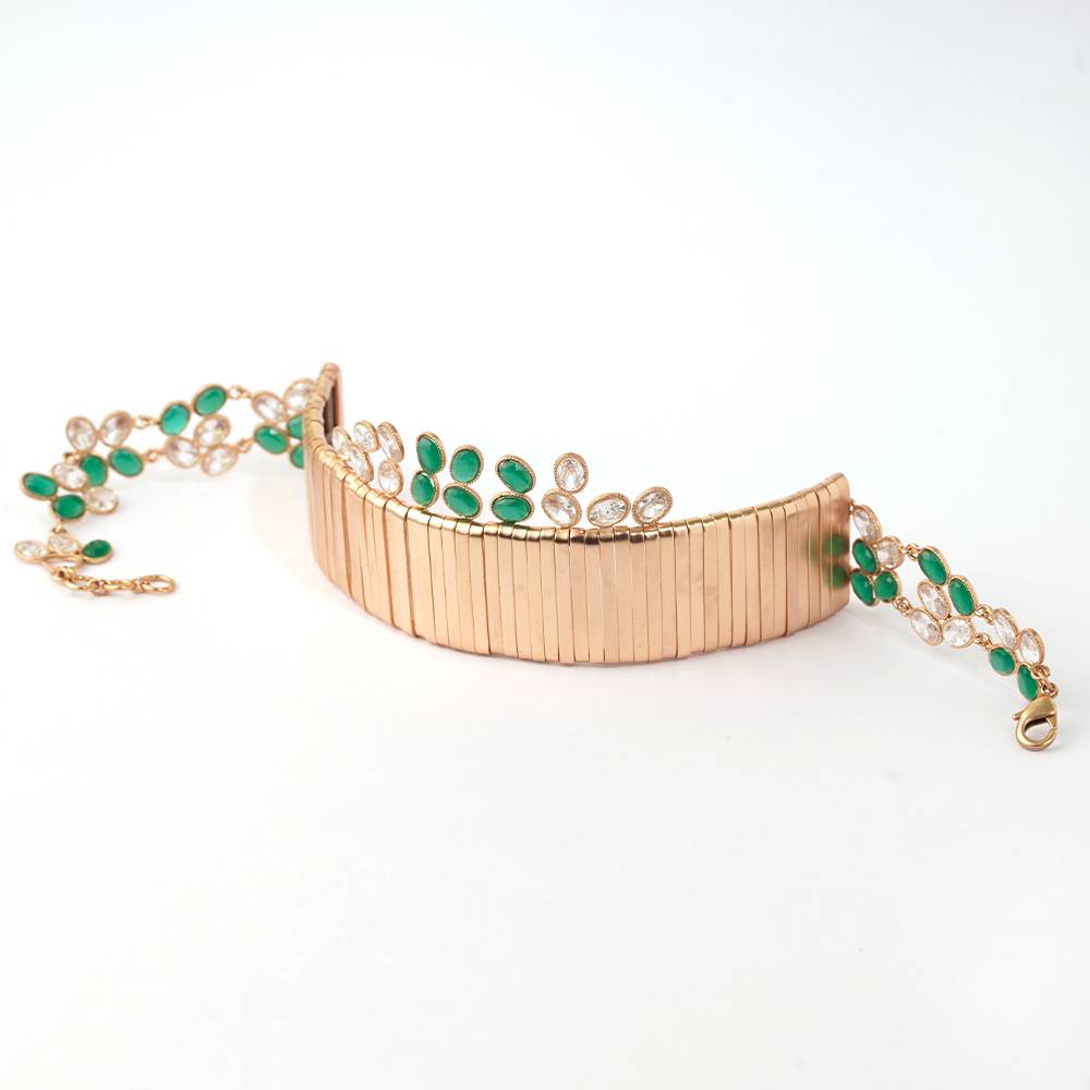 Cosmic Wreath Gold Ribbon Emerald Choker : S8277