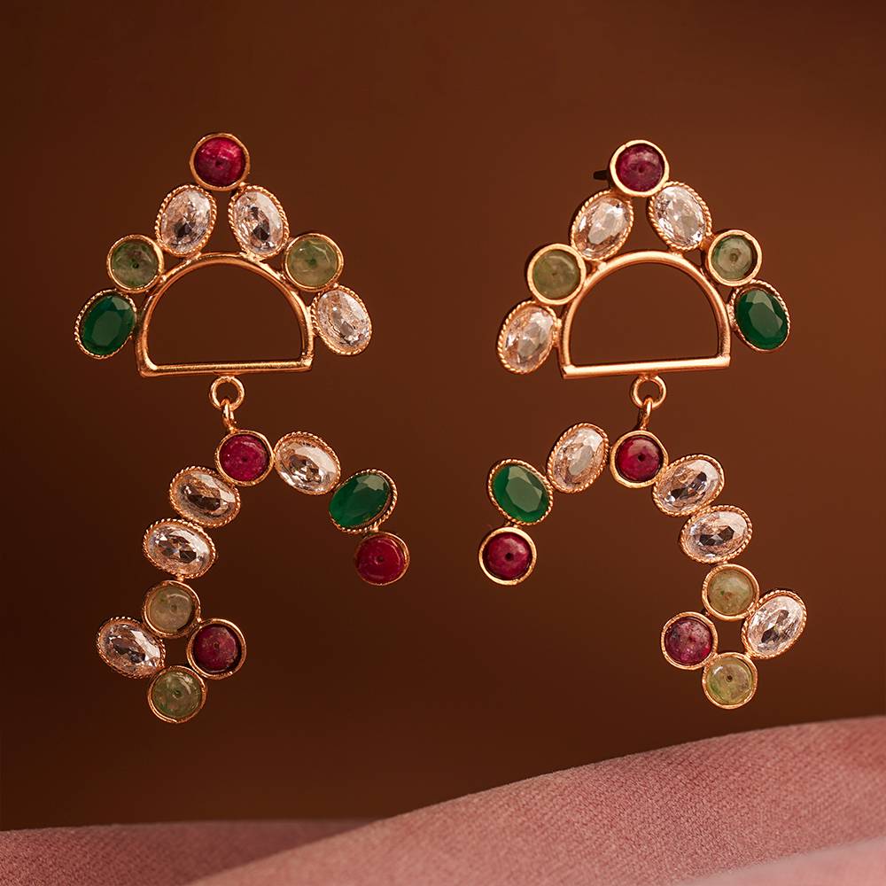 Gold Plated Rainbow Earrings : S8665