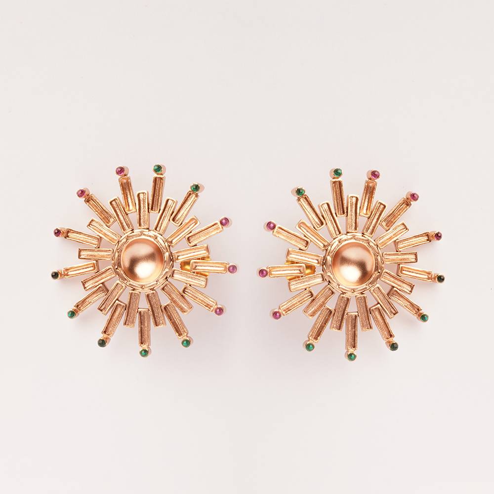 Sun Burst Gold Plated Stud Earrings : S8684