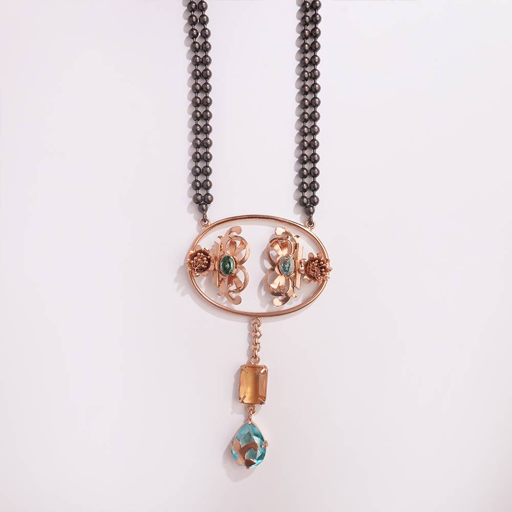 Saints And Cider Citrine And Blue Crystal Necklace : S8722