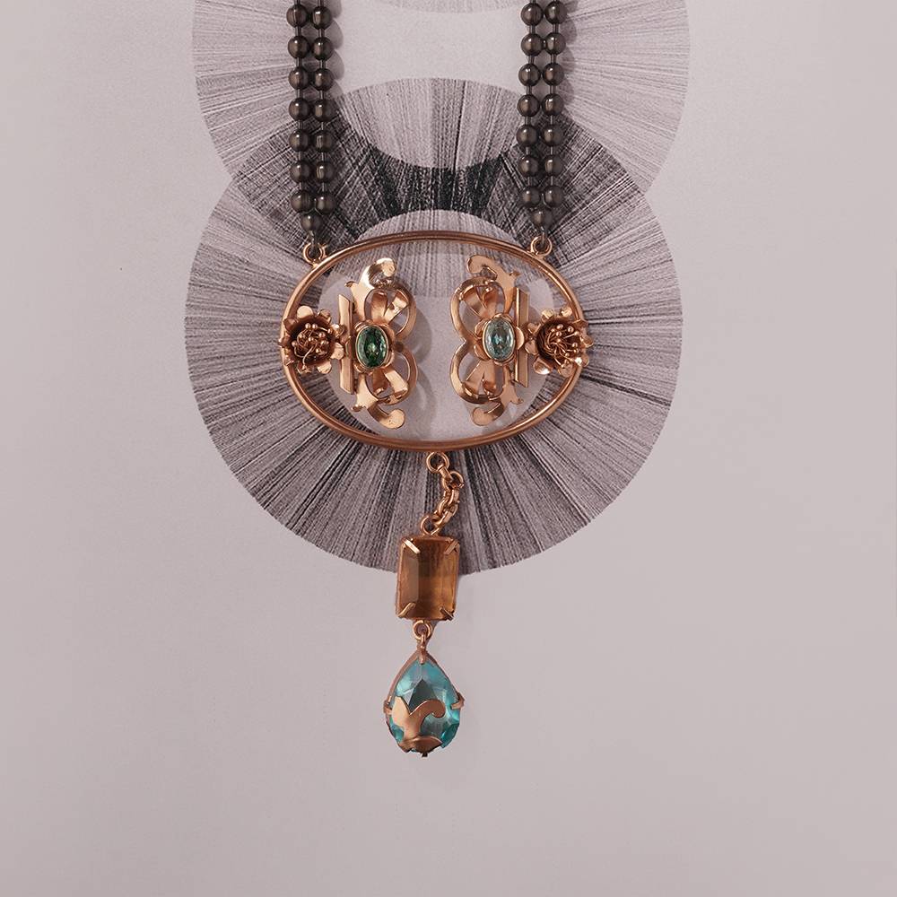 Saints And Cider Citrine And Blue Crystal Necklace : S8722