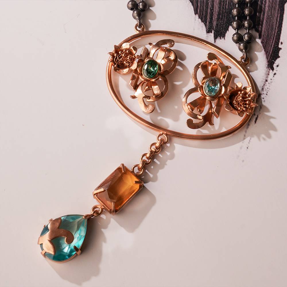 Saints And Cider Citrine And Blue Crystal Necklace : S8722