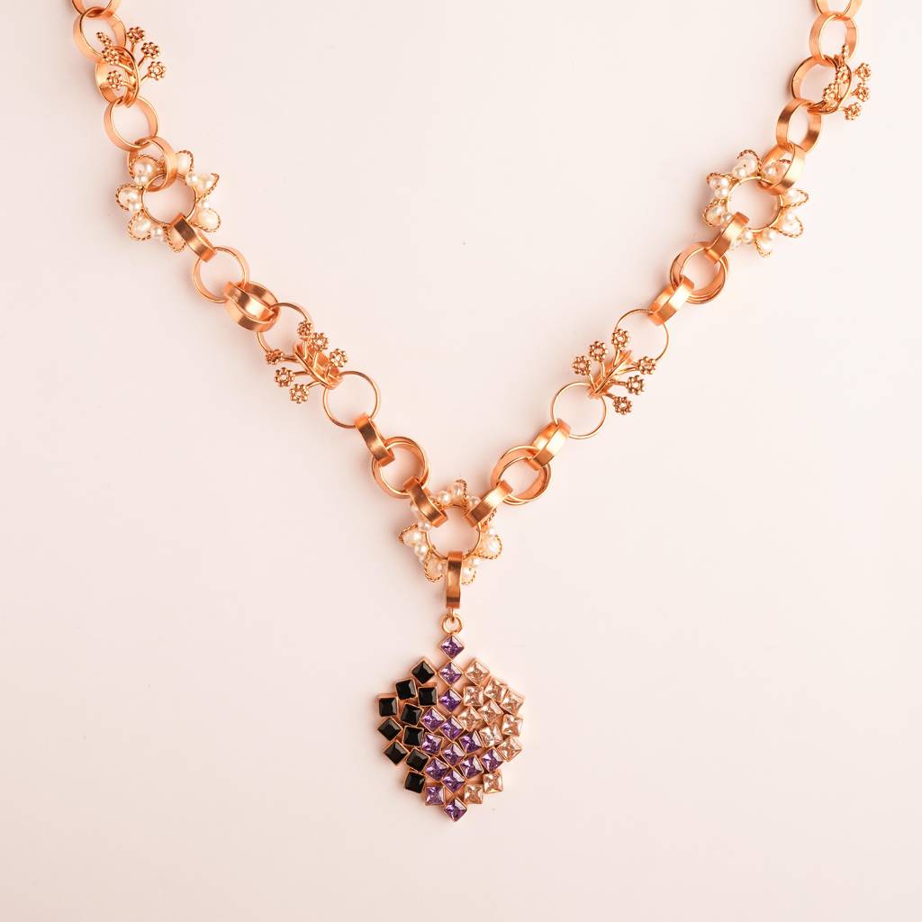 Heart Of Venus Gold Plated Link Chain Necklace : S8740