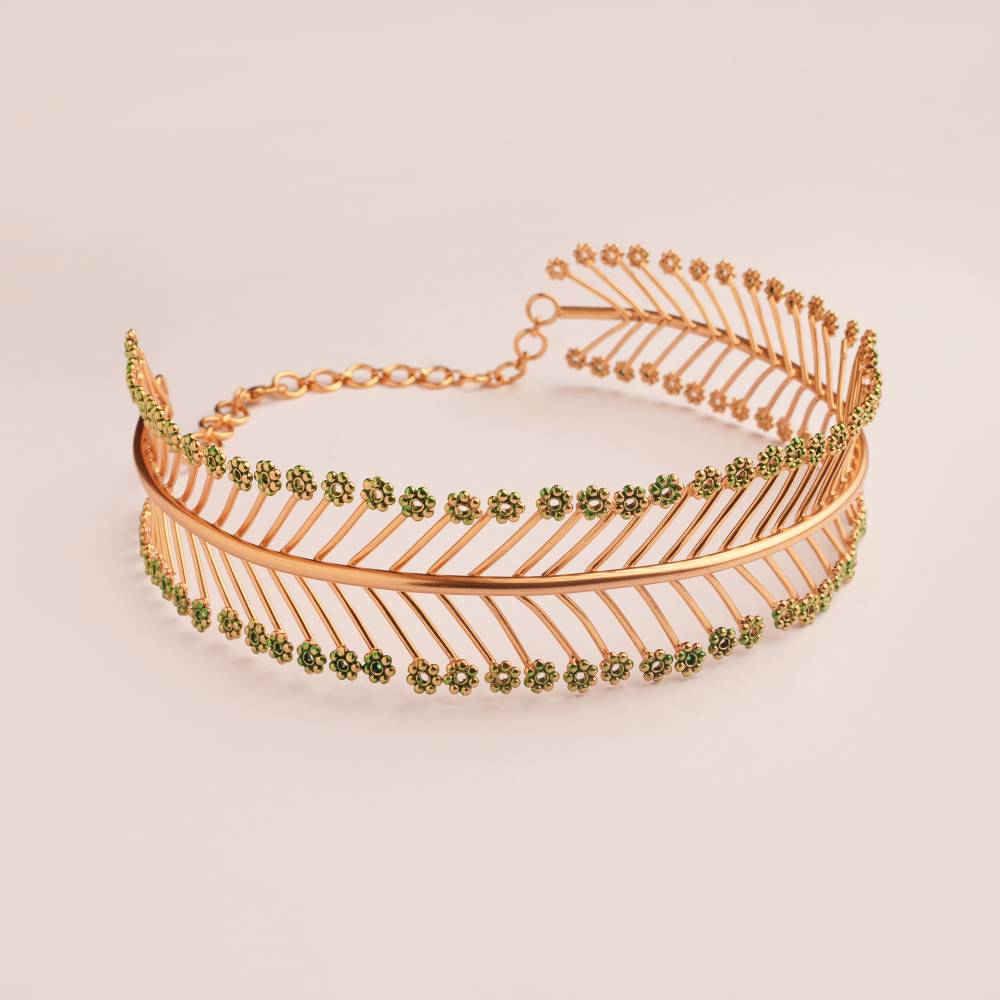 The Siren'S Lair Herringbone Gold Plated Choker : S8741