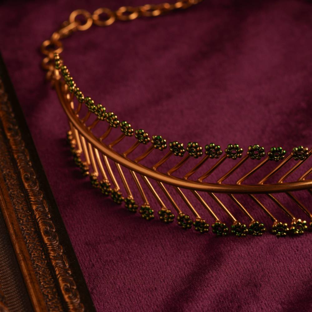 The Siren'S Lair Herringbone Gold Plated Choker : S8741