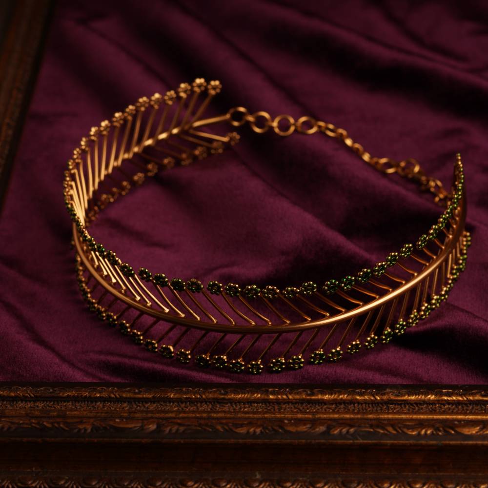 The Siren'S Lair Herringbone Gold Plated Choker : S8741