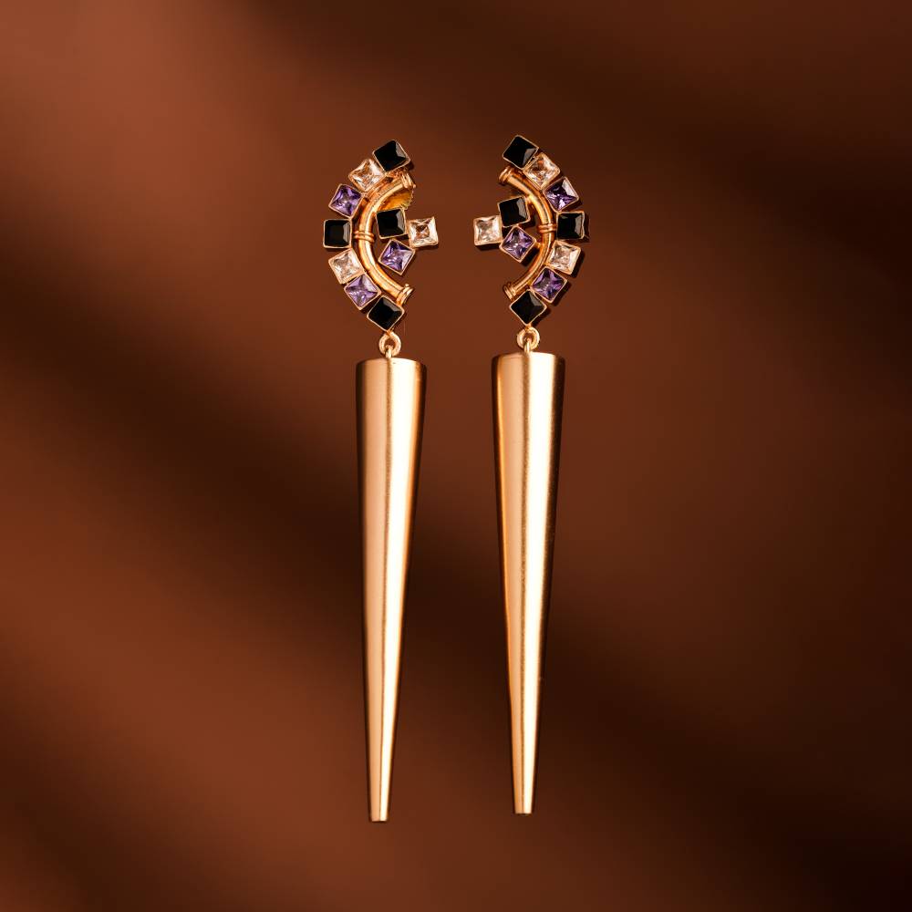 Violet Sabre Gold Plated Spike Earrings : S8746