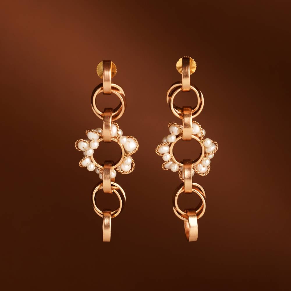 Neutron Loop Gold Plated Pearl Earrings : S8748