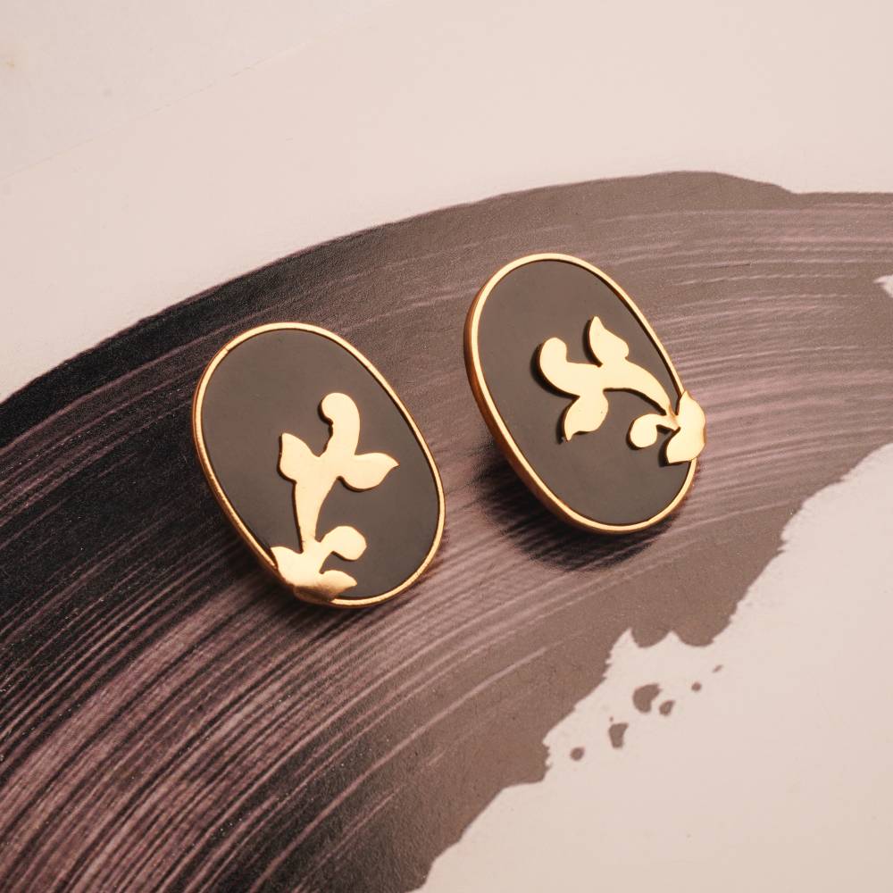 Sin City Gold Plated Brocade Earrings : S8752