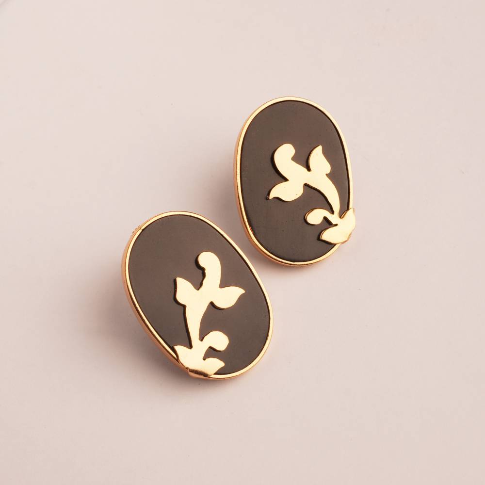 Sin City Gold Plated Brocade Earrings : S8752