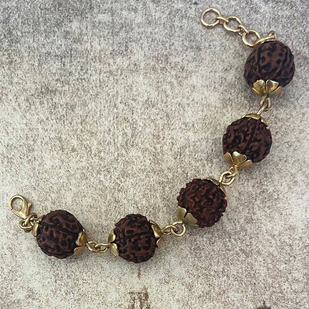 Gold Rudraksha Mala Beads Bracelet : S9277