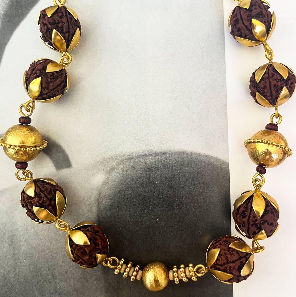 Gold Rudraksha Mala Bead Neckpiece Gold Rudraksha Mala Bead