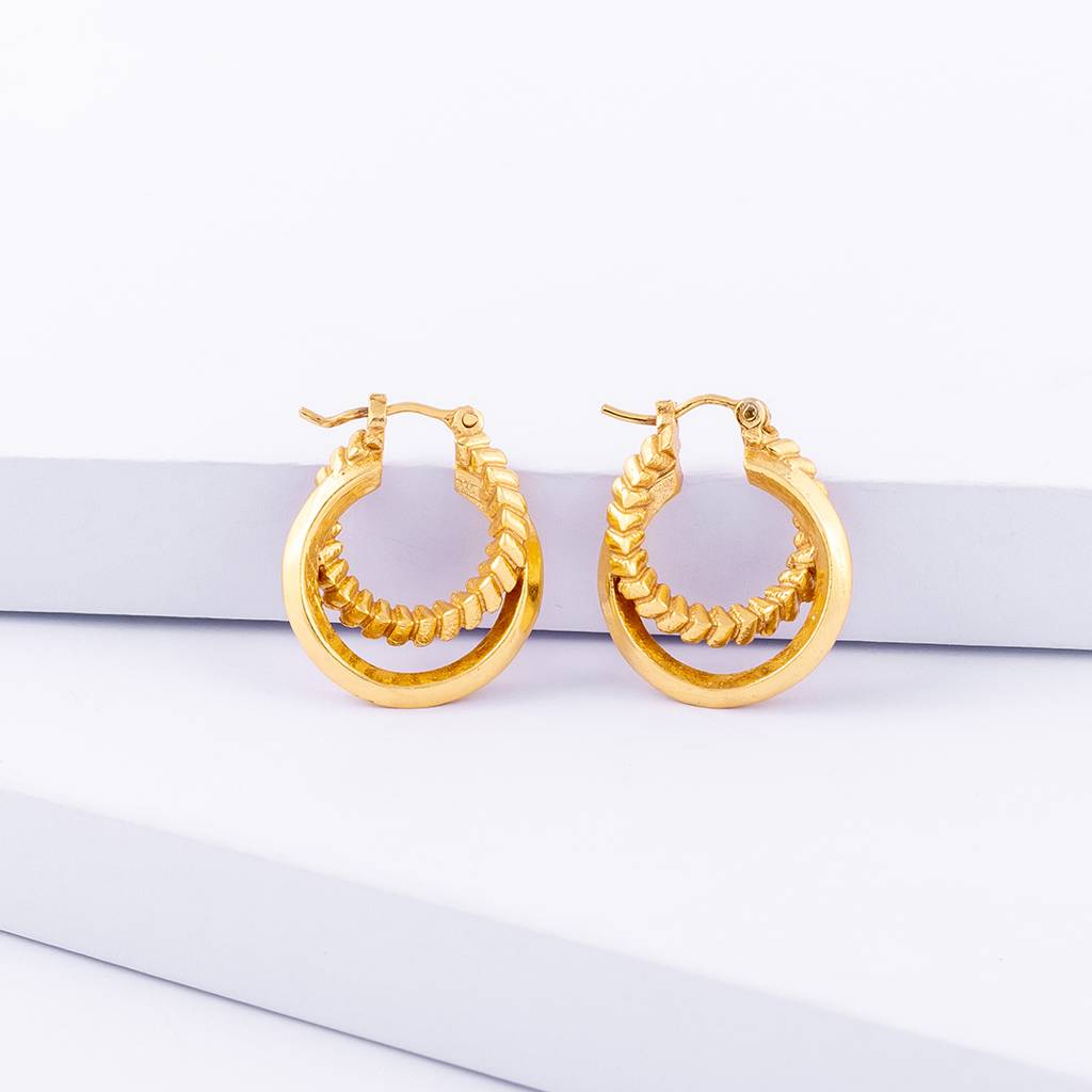 Binary Gold Small Hoops : SAD120_E