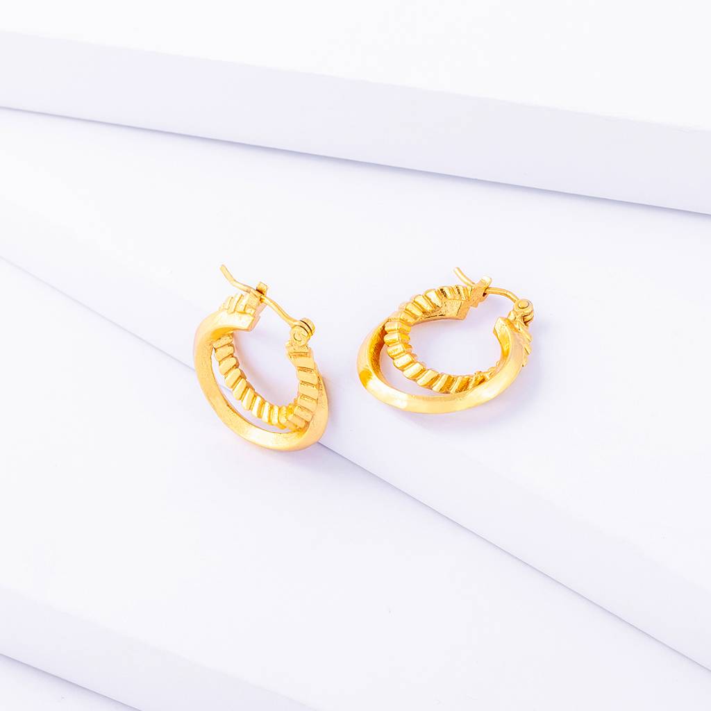 Binary Gold Small Hoops : SAD120_E
