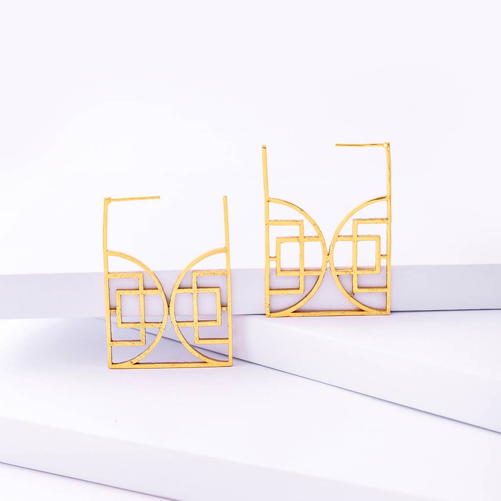 Constructive Rectangle Large Hoop Earrings : SAD126_E
