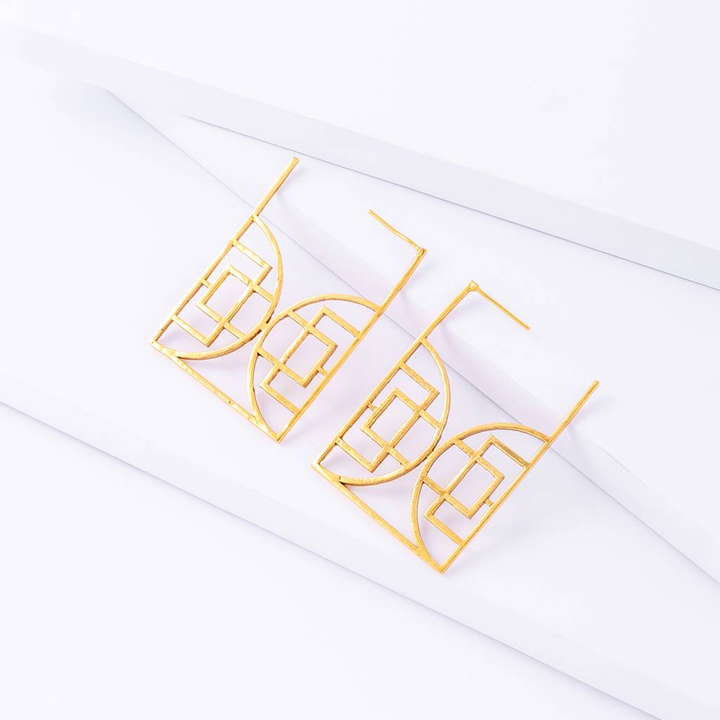 Constructive Rectangle Large Hoop Earrings : SAD126_E
