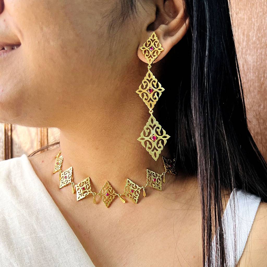 Chaturburj Gold Necklace Set : SAD53_N