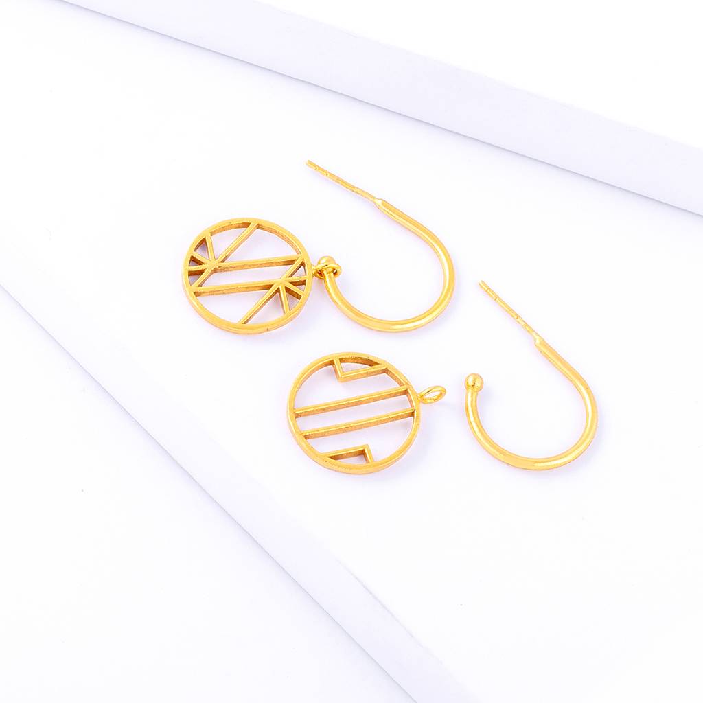 Angular Gold Hoops : SAD61_E