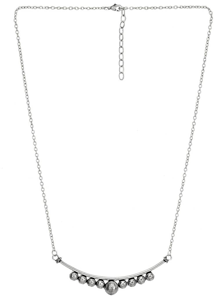 Firoza Silver-Toned Brass Oxidised Salangai Necklace : SALANGAIMALA847