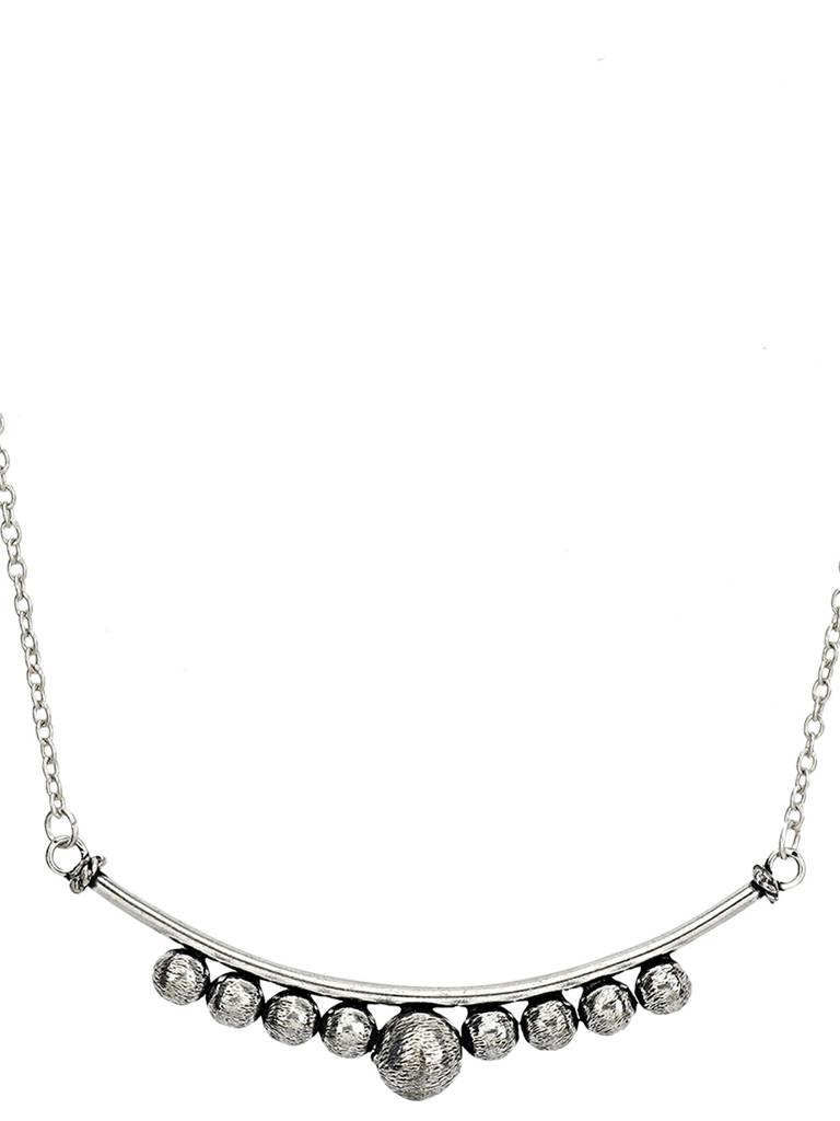 Firoza Silver-Toned Brass Oxidised Salangai Necklace : SALANGAIMALA847