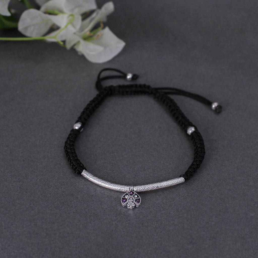 Adjustable 925 Silver Anklet With Sapphire Accents : SANK002