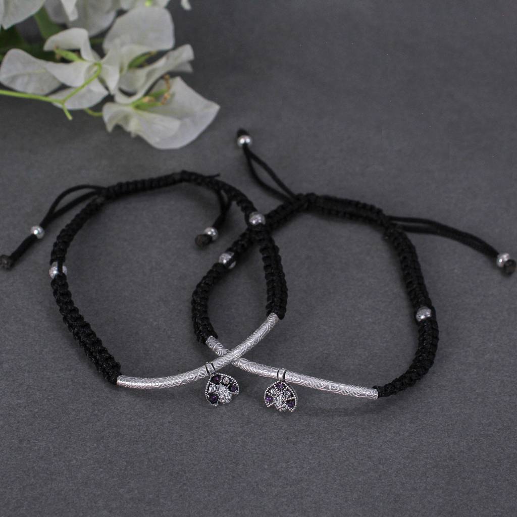 Adjustable 925 Silver Anklet With Sapphire Accents : SANK002