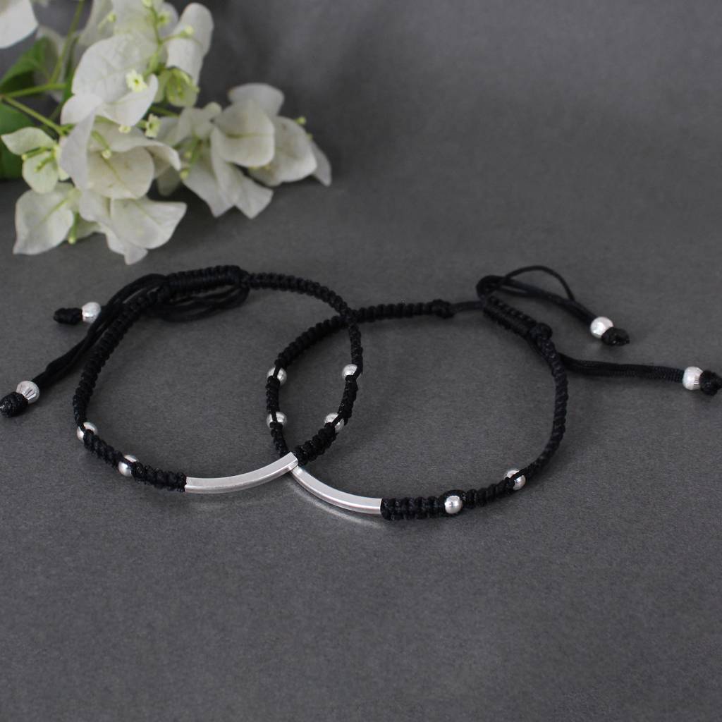 Minimalist 925 Silver Adjustable Anklet With Black String : SANK003