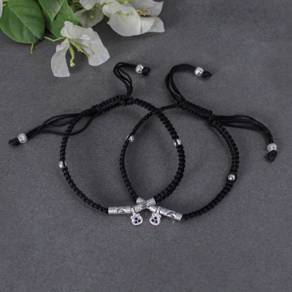Bohemian 925 Silver Adjustable Anklet With Blue Gemstone Pendant : SANK004