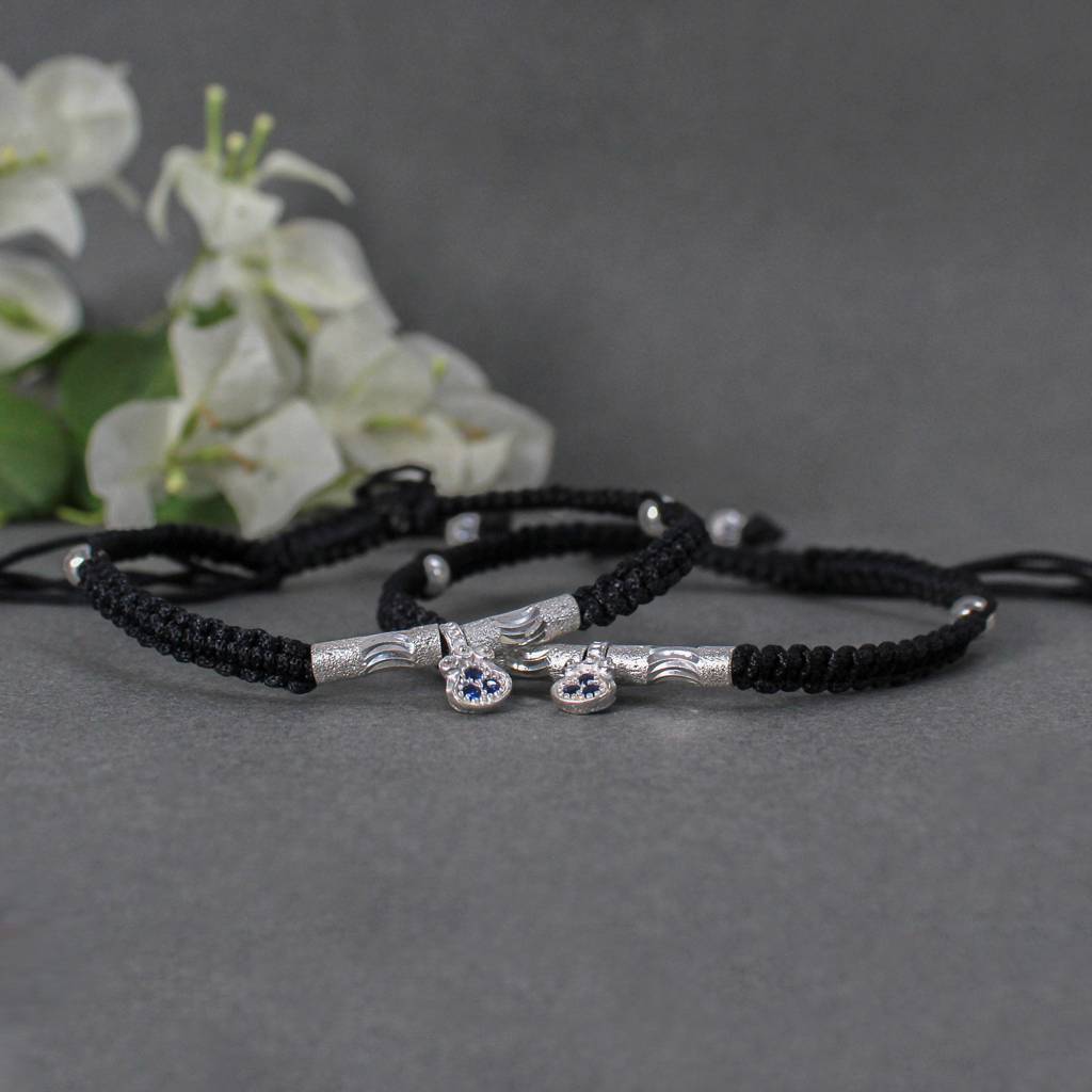 Bohemian 925 Silver Adjustable Anklet With Blue Gemstone Pendant : SANK004