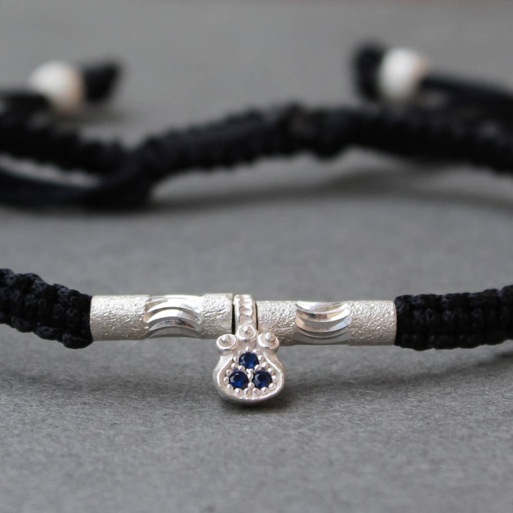 Bohemian 925 Silver Adjustable Anklet With Blue Gemstone Pendant : SANK004