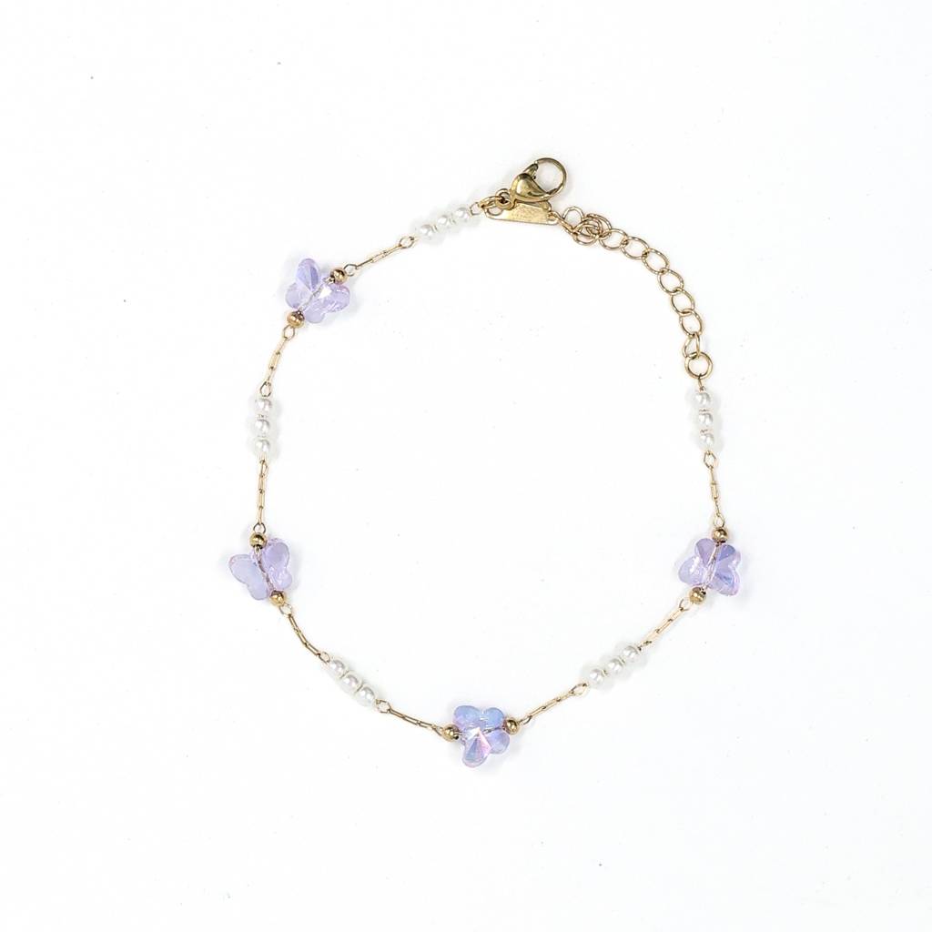 Gold Plated Stainless Steel Dainty Butterfly Bracelet : (S)B-BF-1-0