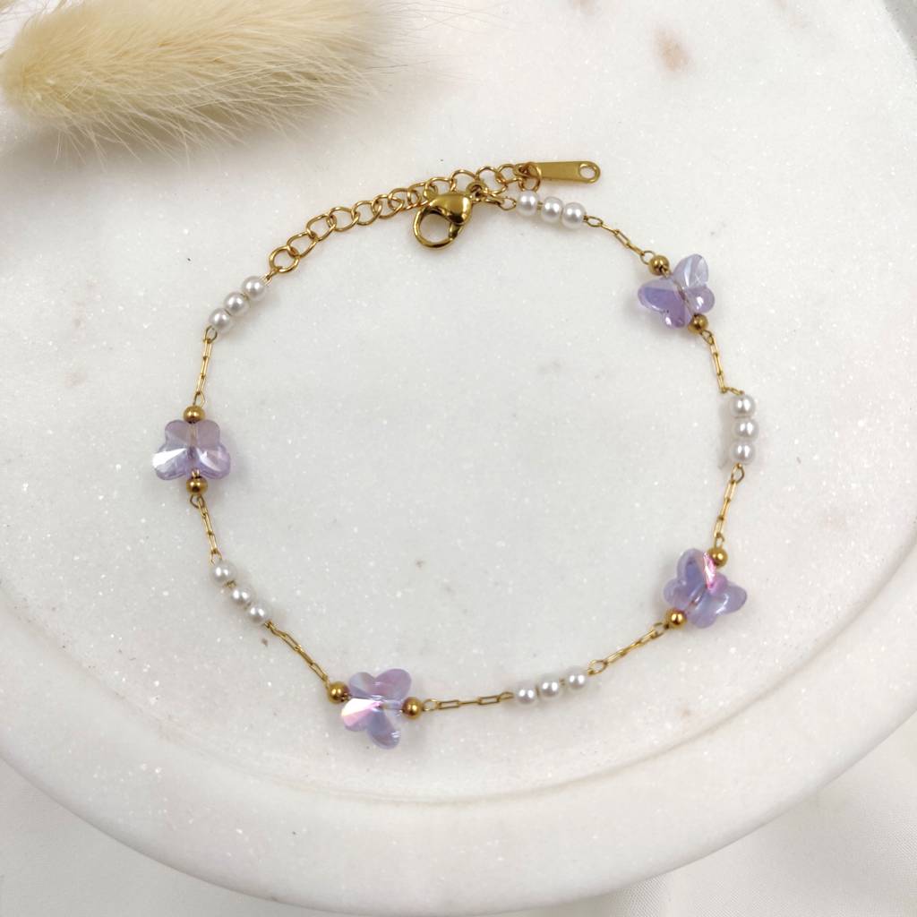 Gold Plated Stainless Steel Dainty Butterfly Bracelet : (S)B-BF-1-0
