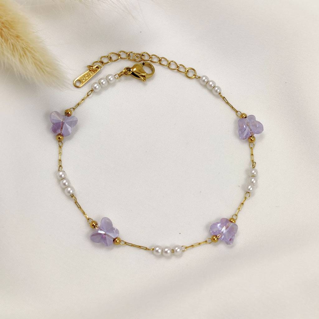 Gold Plated Stainless Steel Dainty Butterfly Bracelet : (S)B-BF-1-0