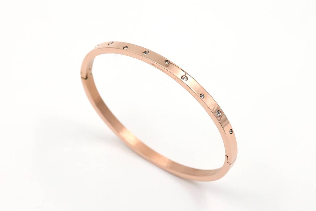 Rose Gold Plated Stainless Steel Sparkle Dust Bracelet (Rose Gold) : (S)B-C-2-RG