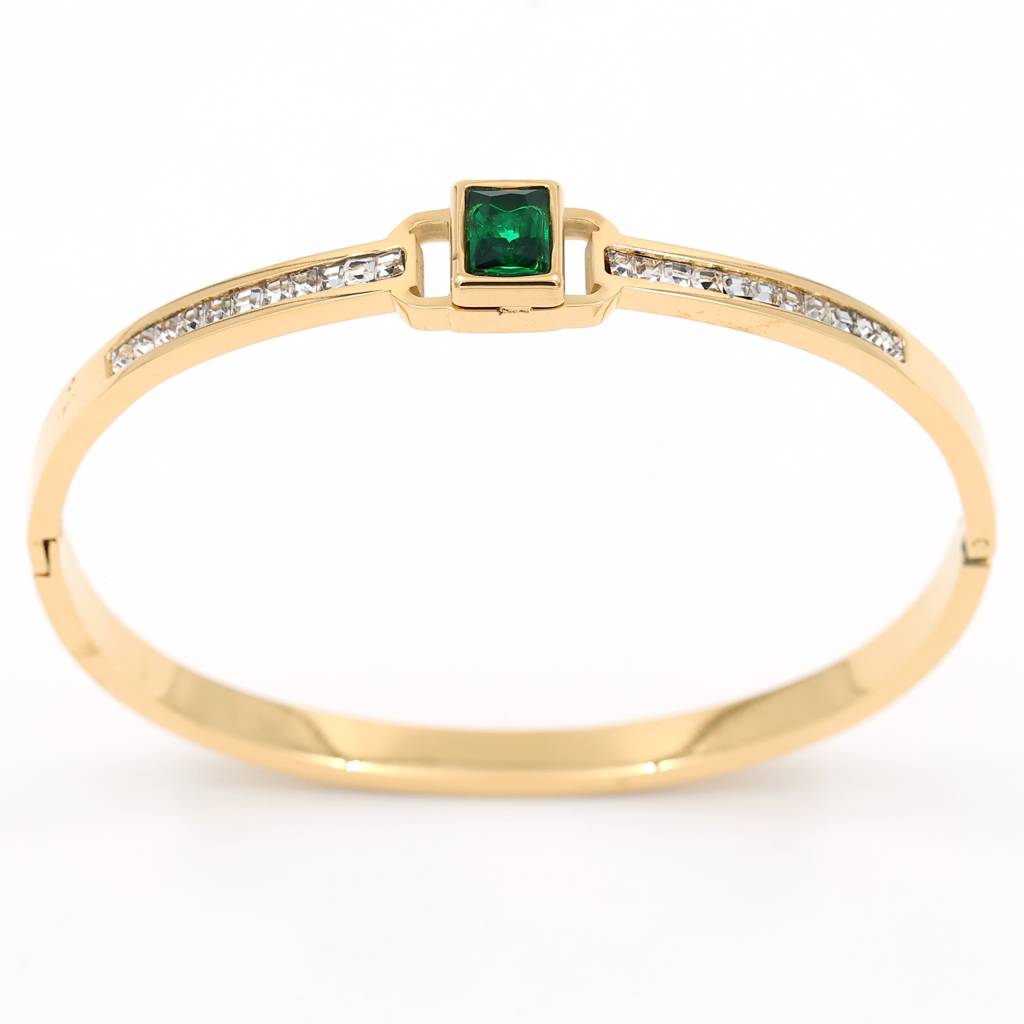 Gold Plated Stainless Steel Aziza Emerald Bracelet : (S)B-C-7-0