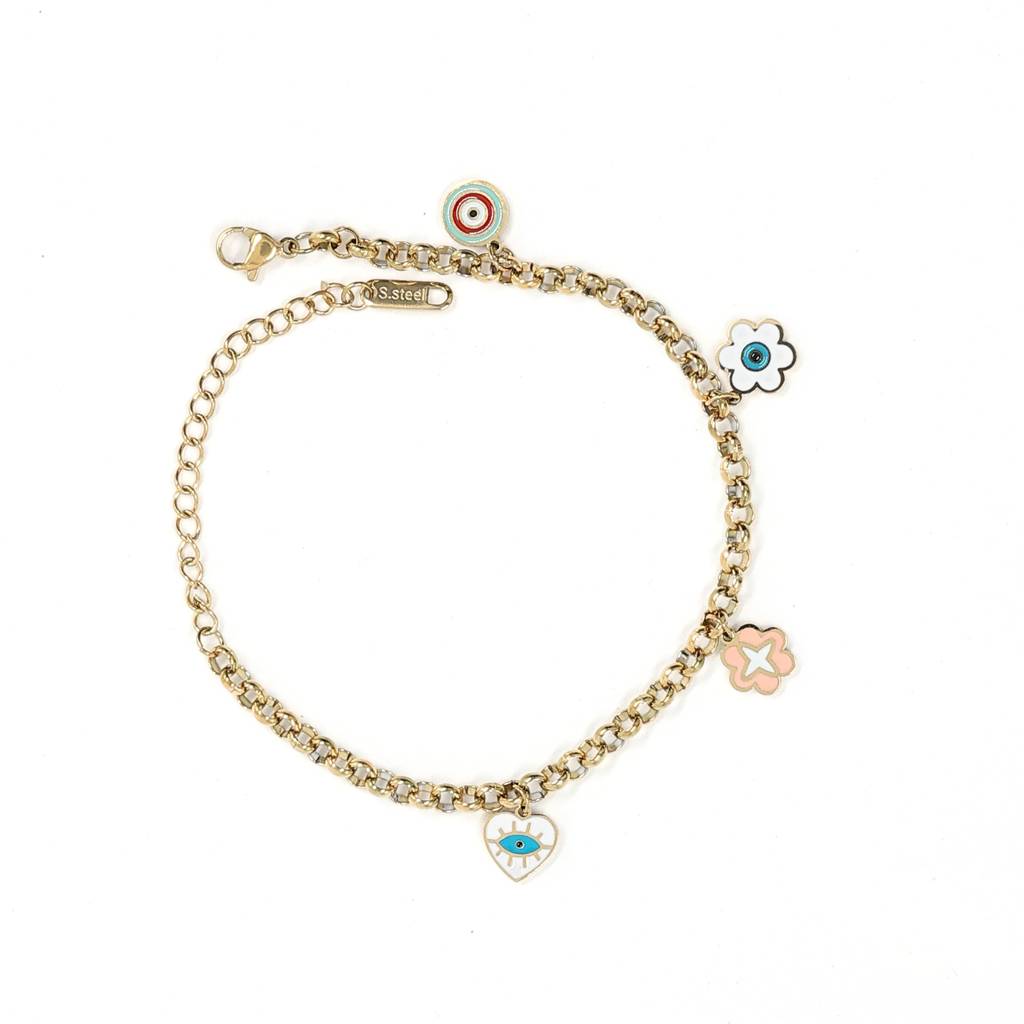 Gold Plated Stainless Steel Sara Charm Bracelet : (S)B-CH-1-0
