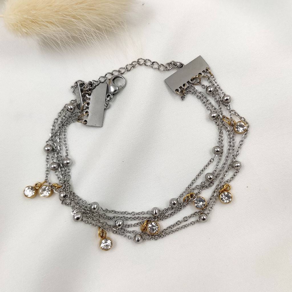 Silver Plated Stainless Steel Bella Layered Bracelet : (S)B-D-1-0