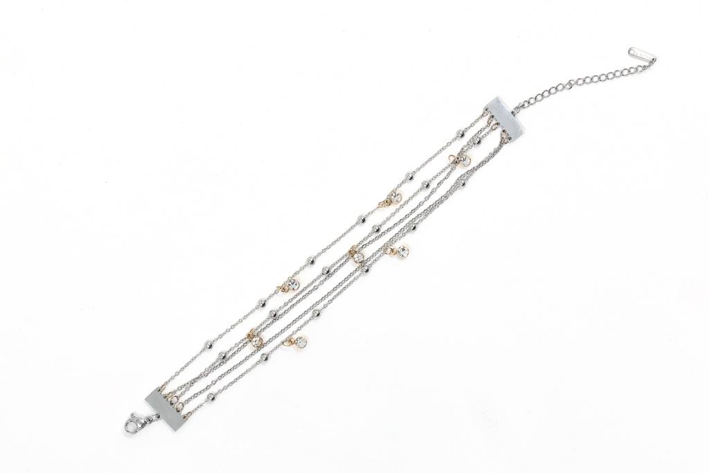Silver Plated Stainless Steel Bella Layered Bracelet : (S)B-D-1-0