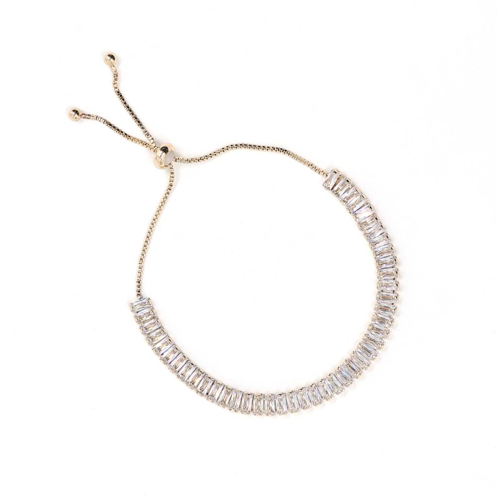 Gold Plated Stainless Steel Baguette Tennis Bracelet : (S)B-T-1-0