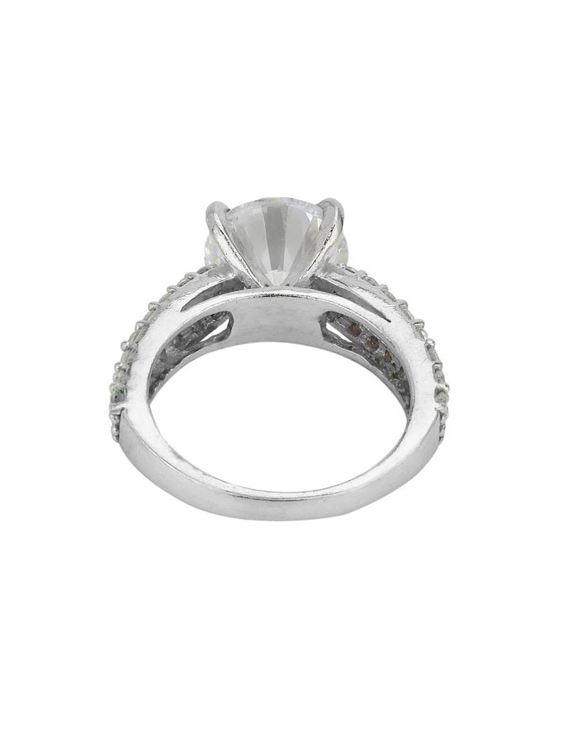 Rhodium-Plated Cz-Studded Finger Ring : SB108246R