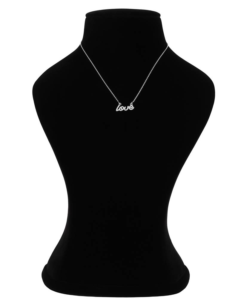Carlton London Silver-Toned Rhodium-Plated Cz Stone-Studded Necklace : SB110665N