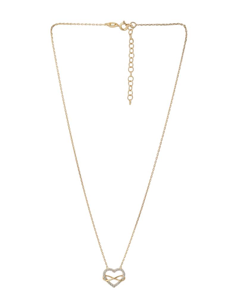 Gold-Plated Cz-Studded Heart-Shaped Necklace : SB115473N